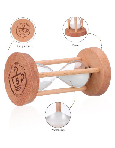 Reloj de Arena de Madera Natural Toddmomy 5 Minutos 9 cm