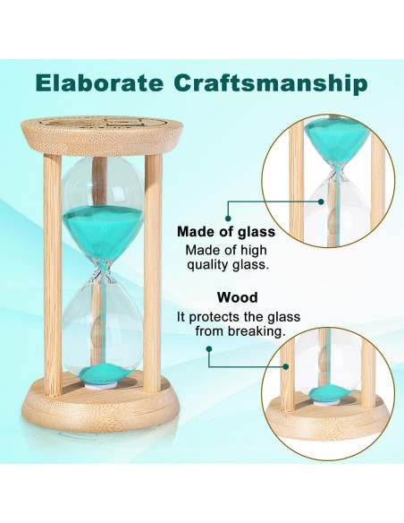 Reloj de Arena SuLiao 3 Minutos Turquesa Madera Decorativo Reloj de Arena SuLiao 3 Minutos Turquesa Madera Decorativo
