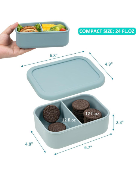 Caja Bento de Silicona Annaklin 24oz 2 Compartimentos Verde Caja Bento de Silicona Annaklin 24oz 2 Compartimentos Verde
