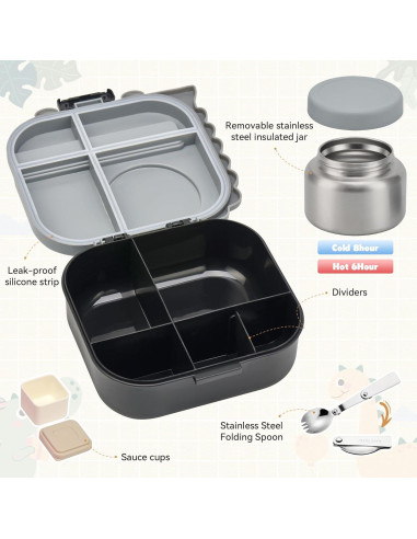 Caja de Almuerzo Bento Pawtong con Termo 400ml y 4 Compartimentos