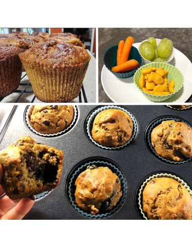 Tazas de Muffin Jumbo de Silicona Pharamat 12 Pcs 9 cm