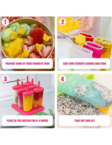 Moldes de Paletas Reutilizables Doudouyun 6 Cavidades BPA Free