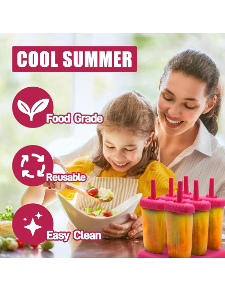 Moldes de Paletas Reutilizables Doudouyun 6 Cavidades BPA Free Moldes de Paletas Reutilizables Doudouyun 6 Cavidades BPA Free