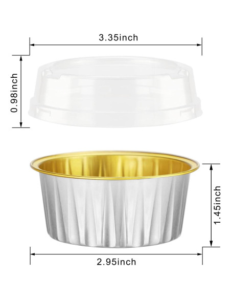 Ramequines Desechables EUSOAR 25pcs 5oz Aluminio con Tapas Ramequines Desechables EUSOAR 25pcs 5oz Aluminio con Tapas