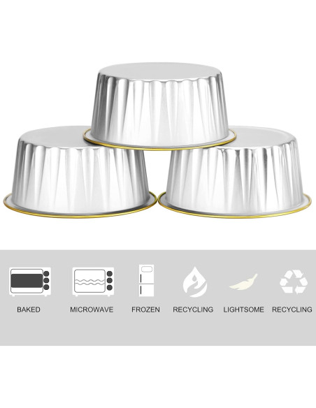 Ramequines Desechables EUSOAR 25pcs 5oz Aluminio con Tapas Ramequines Desechables EUSOAR 25pcs 5oz Aluminio con Tapas