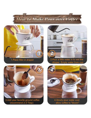 Cafetera de Goteo Manual DAYYET de Cerámica Blanca 0.54 kg