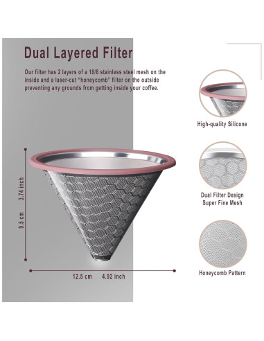 Filtro de Café Reutilizable MISETTO Acero Inoxidable Cono