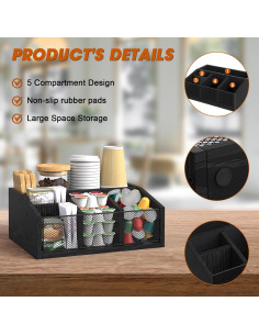 Organizador de Estación de Café NOVIMANGO 5 Compartimentos Negro 2