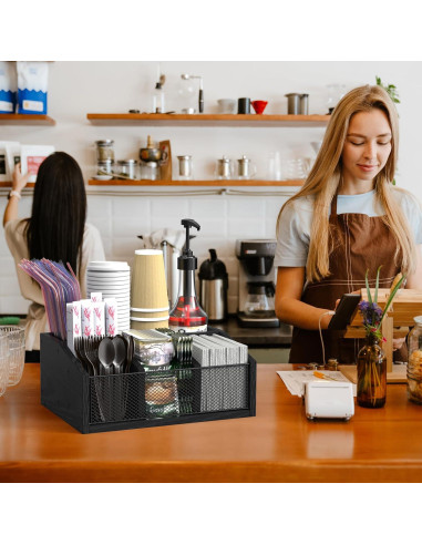 Organizador de Estación de Café NOVIMANGO 5 Compartimentos Negro