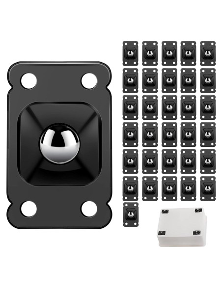 32 Ruedas Autoadhesivas de Acero Inoxidable 360 - Negro 32 Ruedas Autoadhesivas de Acero Inoxidable 360 - Negro