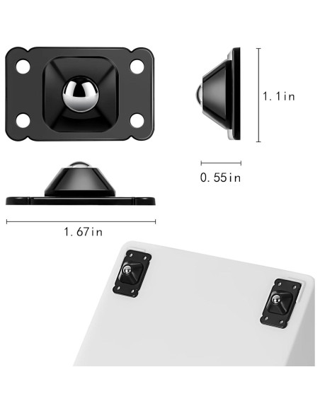 32 Ruedas Autoadhesivas de Acero Inoxidable 360 - Negro 32 Ruedas Autoadhesivas de Acero Inoxidable 360 - Negro