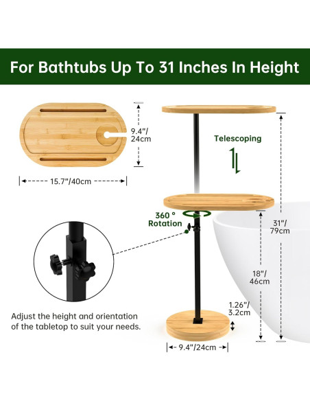 Mesa de Bandeja para Sofá NiHome Bamboo Ajustable 45.7-78.7 cm Mesa de Bandeja para Sofá NiHome Bamboo Ajustable 45.7-78.7 cm