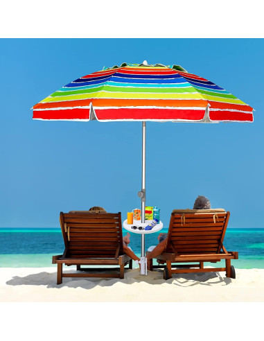 Mesa Tray para Sombrilla de Playa AMMSUN 33 cm Blanca con Portavasos