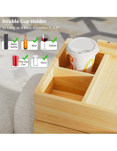 Bandeja para Sostener Bebidas de Sofá Aollewoiti 7 en 1 Madera