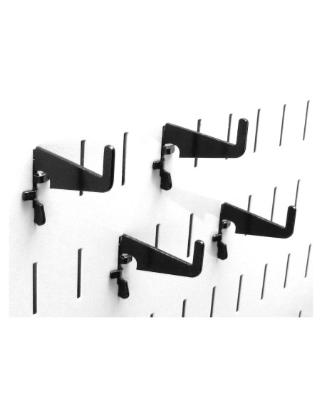 Ganchos de Metal Ranurados Control de Pared 4 Unidades Negro Ganchos de Metal Ranurados Control de Pared 4 Unidades Negro