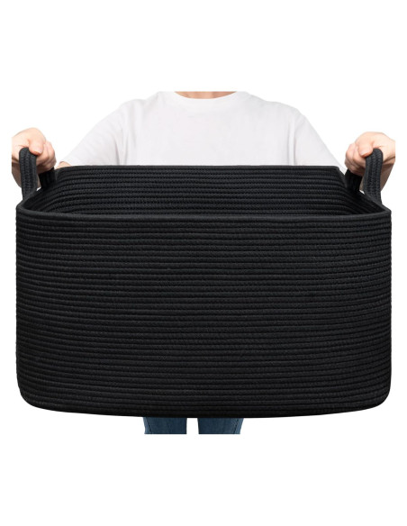 Cesta de Almacenamiento Tejida Goodpick Grande Negra 75L Cesta de Almacenamiento Tejida Goodpick Grande Negra 75L