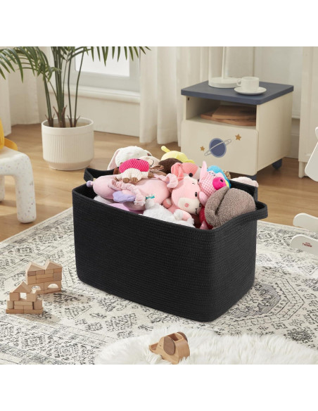 Cesta de Almacenamiento OIASKET 95L Algodón Negro 61x42.9x36.1cm Cesta de Almacenamiento OIASKET 95L Algodón Negro 61x42.9x36.1cm