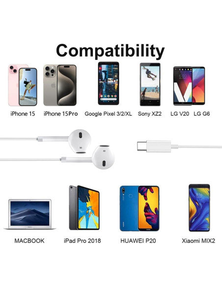 Auriculares USB C Docutca HiFi Estéreo 2 Paquetes Auriculares USB C Docutca HiFi Estéreo 2 Paquetes