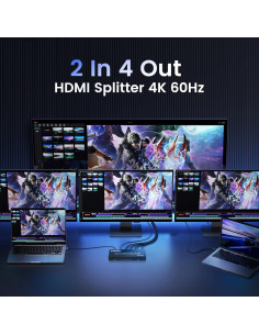 Conmutador HDMI 4K 2 en 4 avedio links con Control Remoto 2