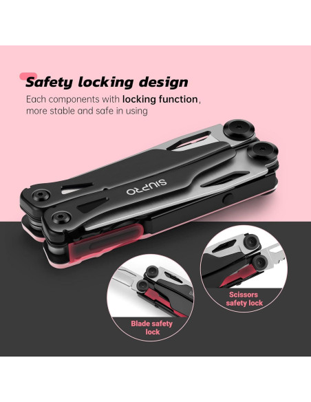 Cuchillo Multiherramienta SIUPRO SD-9 Rosa Plegable 14 Funciones Cuchillo Multiherramienta SIUPRO SD-9 Rosa Plegable 14 Funciones