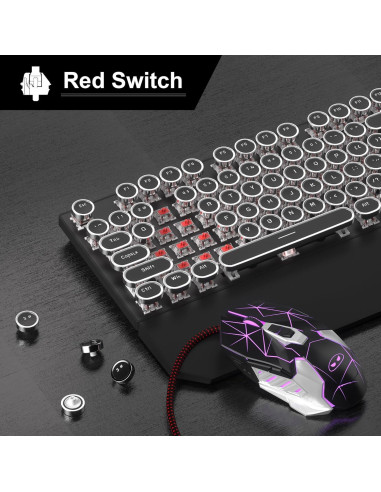Combo Teclado y Ratón Mecánico Retro Camiysn Negro