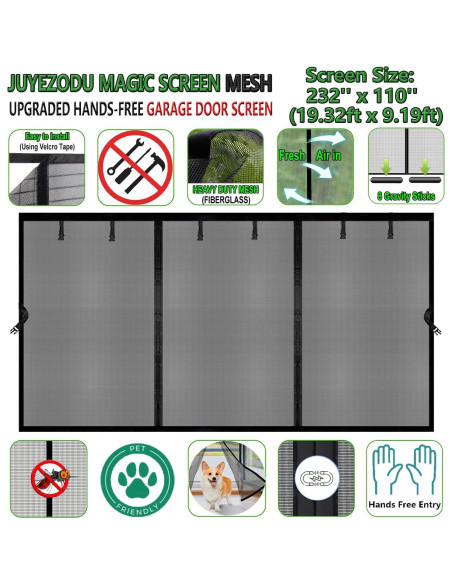 Pantalla de Garaje Magnética JUYEZODU 19x9ft Resistente Pantalla de Garaje Magnética JUYEZODU 19x9ft Resistente