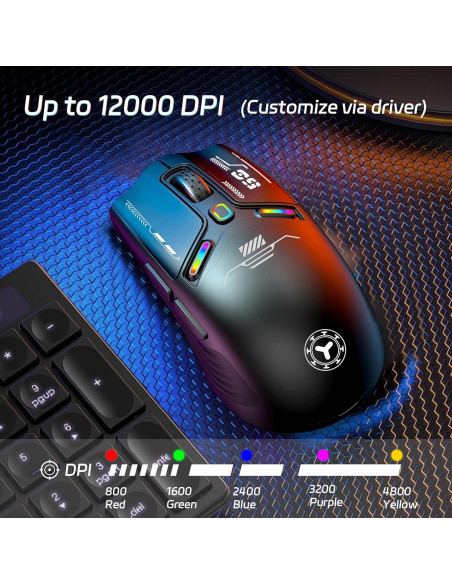 TENMOS M530 Ratón Gaming Inalámbrico 12000 DPI RGB Negro TENMOS M530 Ratón Gaming Inalámbrico 12000 DPI RGB Negro