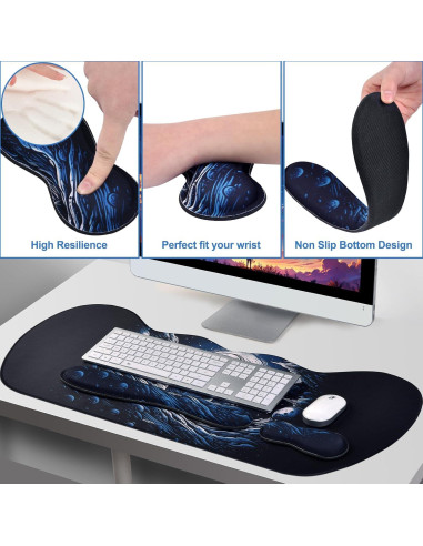Conjunto Almohadilla Ergonómica MEGREZ para Ratón y Teclado