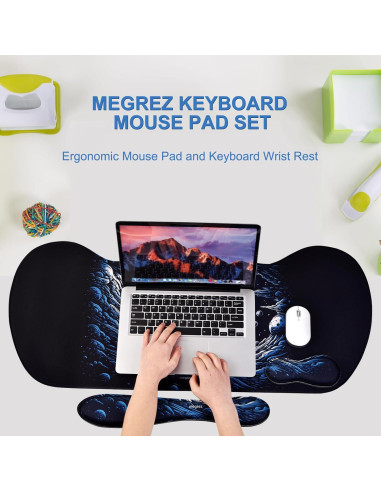 Conjunto Almohadilla Ergonómica MEGREZ para Ratón y Teclado