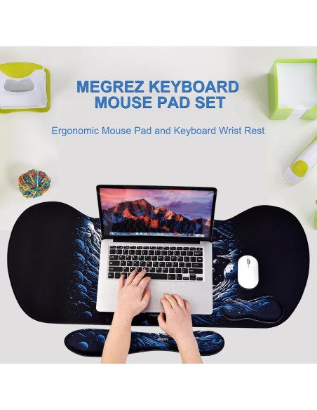 Conjunto Almohadilla Ergonómica MEGREZ para Ratón y Teclado Conjunto Almohadilla Ergonómica MEGREZ para Ratón y Teclado