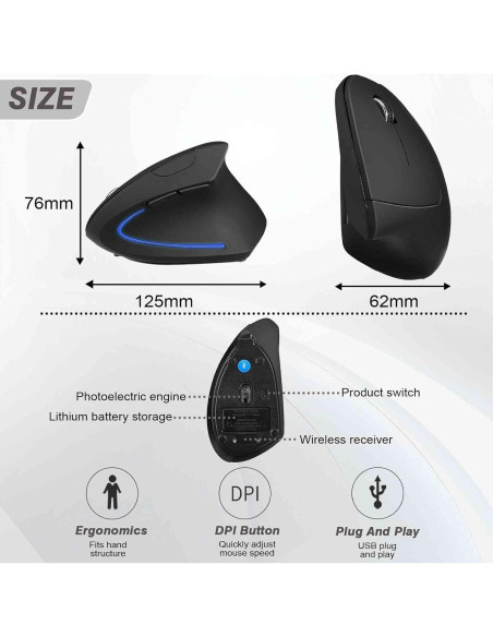 Ratón Ergonómico Inalámbrico UrbanX para Mano Derecha - Diseño Vertical Ratón Ergonómico Inalámbrico UrbanX para Mano Derecha - Diseño Vertical