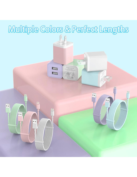 Cargador de Pared USB iGENJUN 5Pack con Cable Lightning 1.8m Cargador de Pared USB iGENJUN 5Pack con Cable Lightning 1.8m