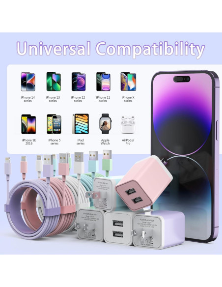 Cargador de Pared USB iGENJUN 5Pack con Cable Lightning 1.8m Cargador de Pared USB iGENJUN 5Pack con Cable Lightning 1.8m