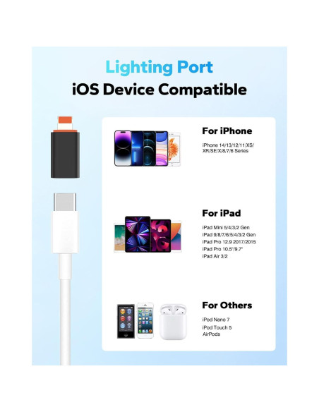 Adaptador MoKo USB C a Lightning - Carga Rápida 27W Adaptador MoKo USB C a Lightning - Carga Rápida 27W