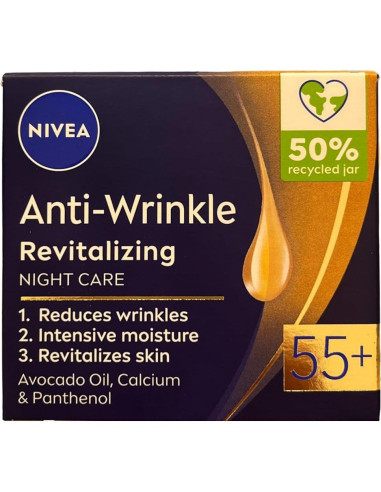 Crema Facial Antiarrugas Nivea 55+ Revitalizante Noche 50ml