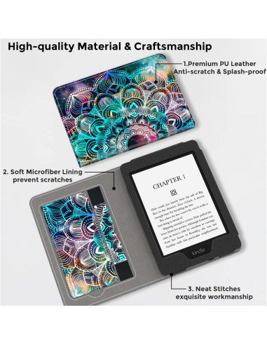 Funda VORI para Kindle Paperwhite 6.8" Mandala Floral