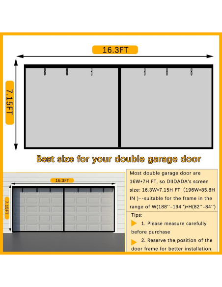 Puerta de Pantalla Magnética Yehgus Doble 2 Coches 4.98x2.18m Puerta de Pantalla Magnética Yehgus Doble 2 Coches 4.98x2.18m