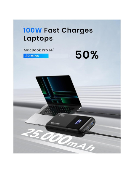 Banco de energía INIU 25000mAh 100W USB-C Cargador portátil Banco de energía INIU 25000mAh 100W USB-C Cargador portátil
