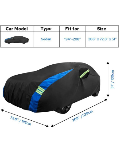 Funda de Coche Impermeable Avecrew para Sedán 492-528 cm