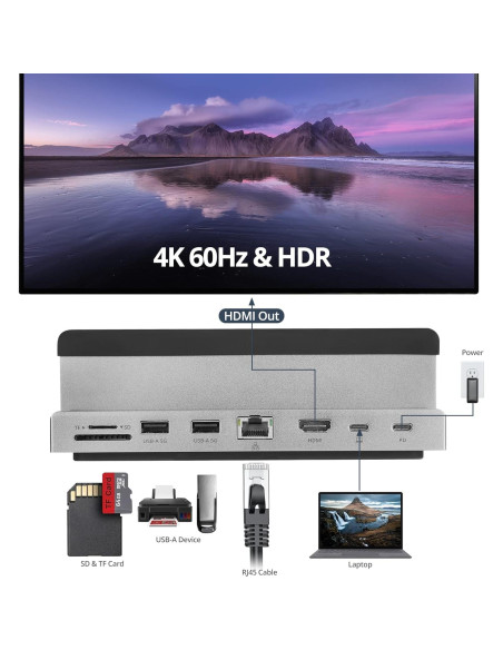 Estación de Acoplamiento USB-C SIIG 4K 60Hz Ethernet 100W Estación de Acoplamiento USB-C SIIG 4K 60Hz Ethernet 100W