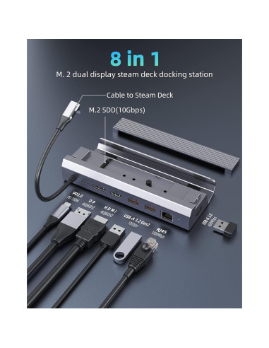 Estación de Acoplamiento Steam Deck Iavkyu 7 en 1 4K 60Hz