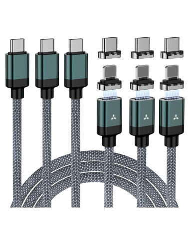 Cable de Carga Magnético ZBF 100W 2 en 1 Tipo C y Lightning