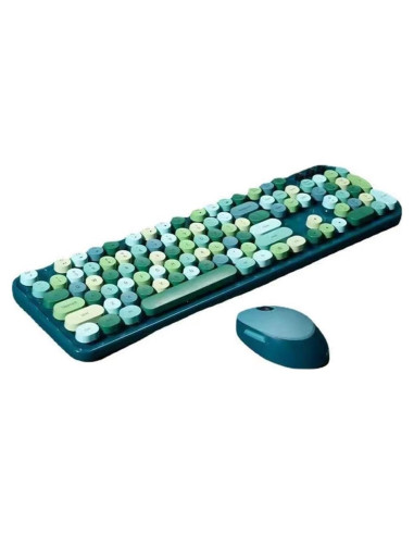 Combo Teclado y Ratón Inalámbrico TZBBL 104 Teclas Verde-A