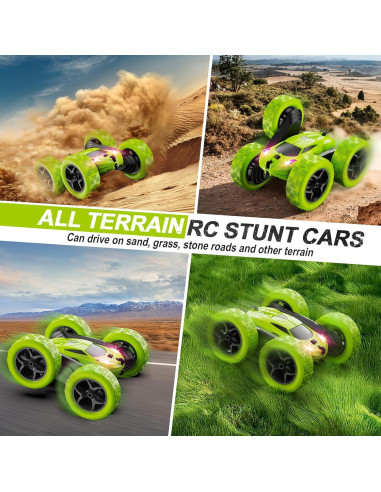 Coche RC QUNREDA Acrobacias 4WD Verde 360 para Niños