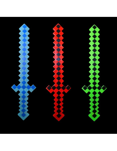 Espada de Juguete Pixel LED con Sonido - Set de 3 Accesorios