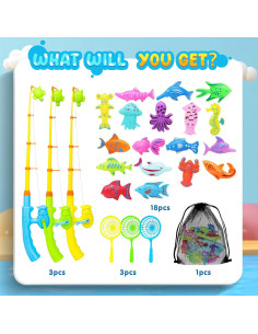 Juego de Pesca Magnético AuntyFey 21 Piezas para Niños 3-12 Años 2