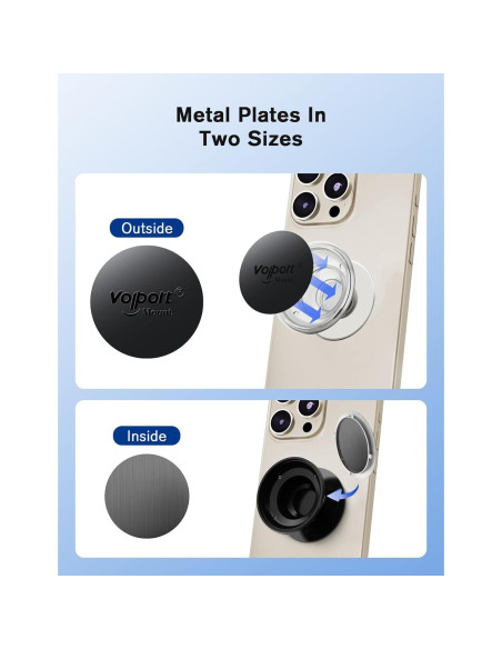 Placas Metálicas Adhesivas VOLPORT para Soporte de Teléfono - 8 Piezas Placas Metálicas Adhesivas VOLPORT para Soporte de Teléfono - 8 Piezas