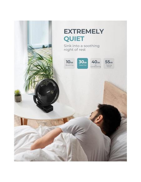 Ventilador Portátil xasla 10000mAh Clip 4 Velocidades Negro Ventilador Portátil xasla 10000mAh Clip 4 Velocidades Negro