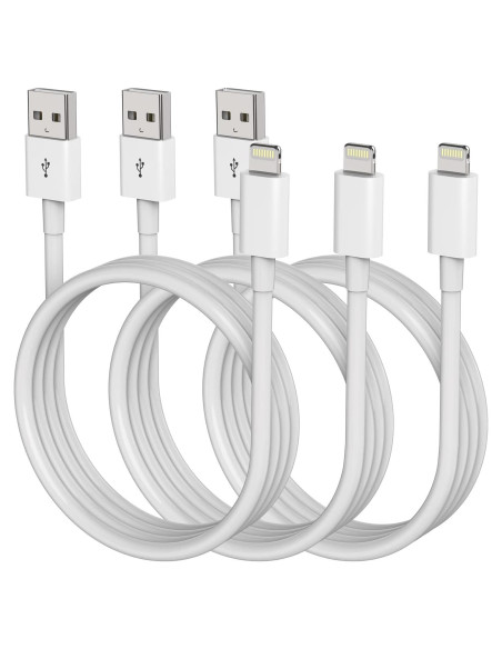 Cargador Lightning MFi FOXSEA 6FT para iPhone y iPad - 3 Paquete Cargador Lightning MFi FOXSEA 6FT para iPhone y iPad - 3 Paquete