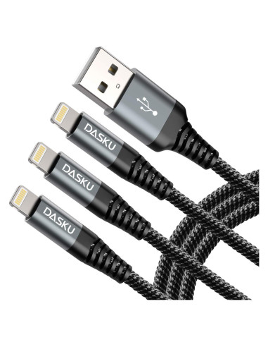 Cable Lightning 3ft Dasku MFi Carga Rápida Nylon Trenzado